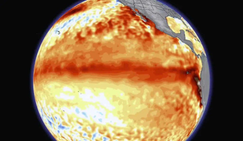 Vista satellitare del Pacifico tropicale durante il monitoraggio del fenomeno El Niño.
