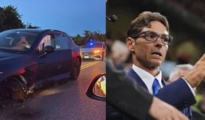 Pier Silvio Berlusconi al volante della sua auto prima dell'incidente.