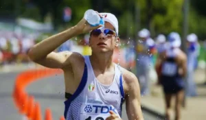 Alex Schwazer in azione nella maratona di marcia in Germania