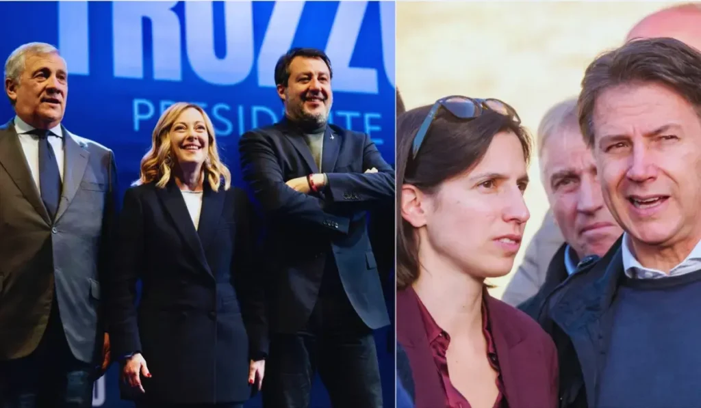 Schermo La7 durante trasmissione di sondaggio politico italiano