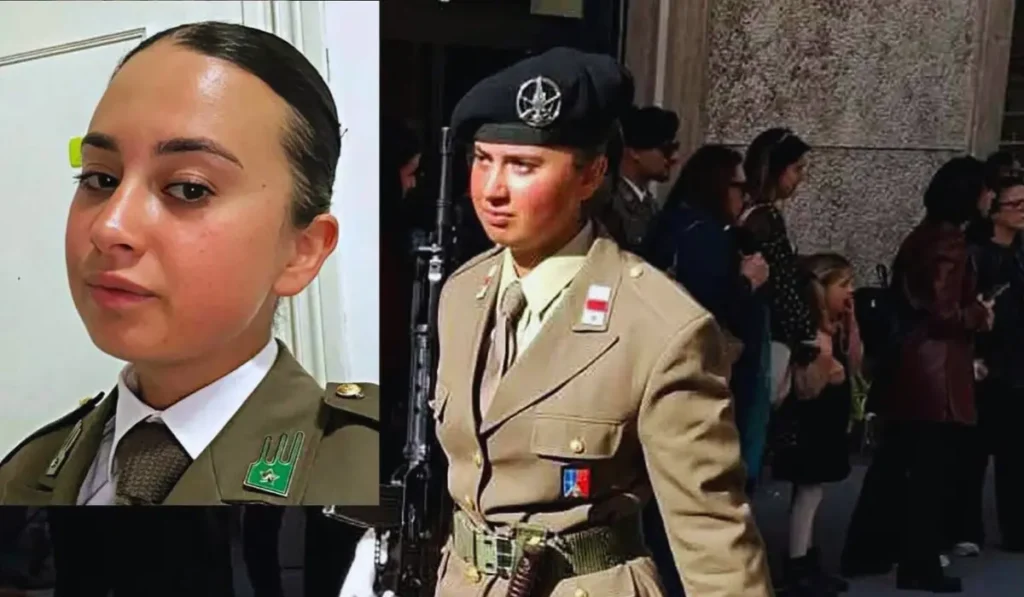 Noemi Saetta in uniforme militare durante servizio