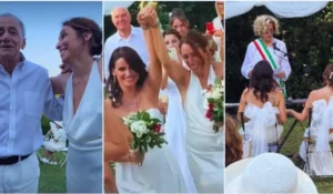Francesca Vecchioni con papà Roberto Vecchioni il giorno delle nozze