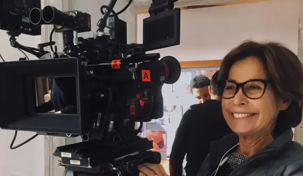 Tiziana Aristarco durante le riprese di Mina Settembre