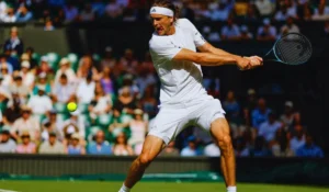 Zverev al servizio contro Jiri Lehecka agli ottavi di Wimbledon 2026