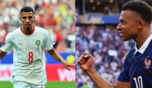 La nazionale francese prima del match contro il Marocco