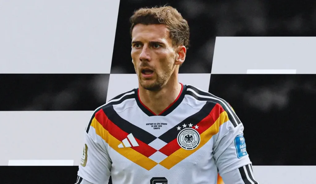 Leon Goretzka esulta dopo un gol con la nazionale tedesca