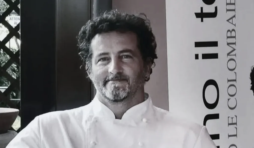 Daniele Fagiolini con i prodotti del territorio toscano
