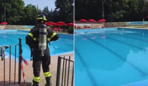 Bambino tra i soccorsi nella piscina di Mentana