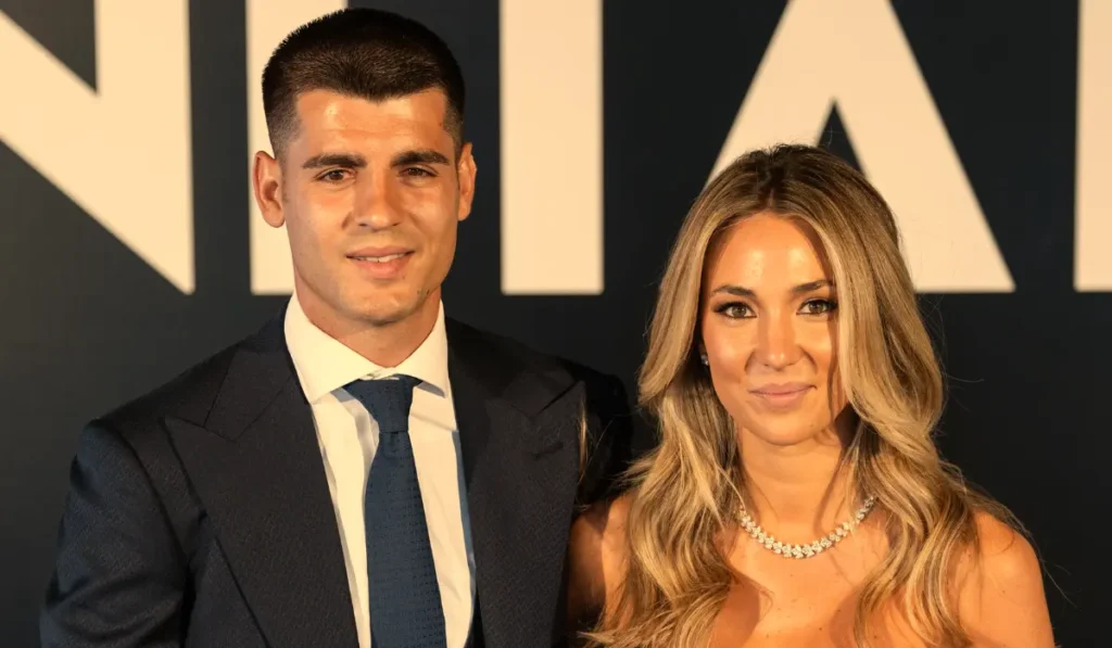 Alice Campello e Alvaro Morata mano nella mano sul red carpet alla presentazione La Plaza New a Madrid, sorridenti e uniti dopo la riconciliazione