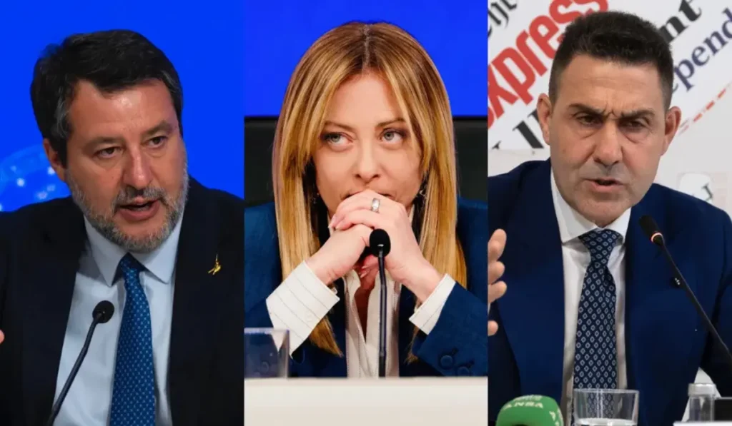 I leader politici italiani durante un vertice di coalizione del centrodestra analizzano i dati dei sondaggi