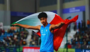 Miltiadis Tentoglou in gara al Campionato greco